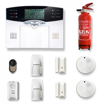 Alarme maison sans fil 1 à 2 pièces MN mouvement + intrusion + détecteur de fumée + gaz + extincteur Alarme maison sans fil 1 à 2 pièces MN mouvement + intrusion + détecteur de fumée + gaz + extincteur