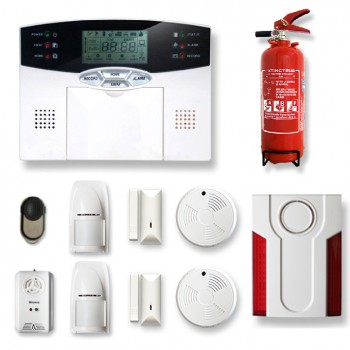 Alarme maison sans fil 1 à 2 pièces MN mouvement + intrusion + détecteur de fumée + gaz + sirène extérieure + extincteur Alarme maison sans fil 1 à 2 pièces MN mouvement + intrusion + détecteur de fumée + gaz + sirène extérieure + extincteur