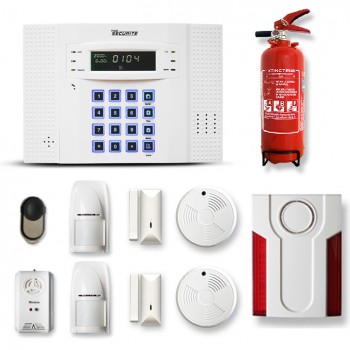 Alarme maison sans fil DNB 1 à 2 pièces mouvement + intrusion + détecteur de fumée + gaz + sirène extérieure + extincteur Alarme maison sans fil DNB 1 à 2 pièces mouvement + intrusion + détecteur de fumée + gaz + sirène extérieure + extincteur