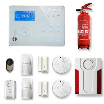 Alarme maison sans fil ICE-B 1 à 2 pièces mouvement + intrusion + détecteur de fumée + gaz + sirène extérieure + extincteur Alarme maison sans fil ICE-B 1 à 2 pièces mouvement + intrusion + détecteur de fumée + gaz + sirène extérieure + extincteur