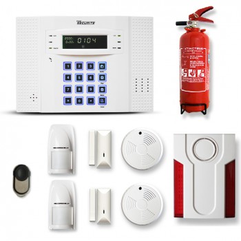 Alarme maison sans fil DNB 1 à 2 pièces mouvement + intrusion + détecteur de fumée + sirène extérieure + extincteur Alarme maison sans fil DNB 1 à 2 pièces mouvement + intrusion + détecteur de fumée + sirène extérieure + extincteur