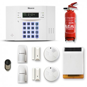 Alarme maison sans fil DNB 1 à 2 pièces mouvement + intrusion + détecteur de fumée + sirène extérieure solaire + extincteur Alarme maison sans fil DNB 1 à 2 pièces mouvement + intrusion + détecteur de fumée + sirène extérieure solaire + extincteur