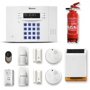 Alarme maison sans fil DNB 1 à 2 pièces mouvement+intrusion+détecteur de fumée+gaz+sirène extérieure solaire+extincteur Alarme maison sans fil DNB 1 à 2 pièces mouvement+intrusion+détecteur de fumée+gaz+sirène extérieure solaire+extincteur