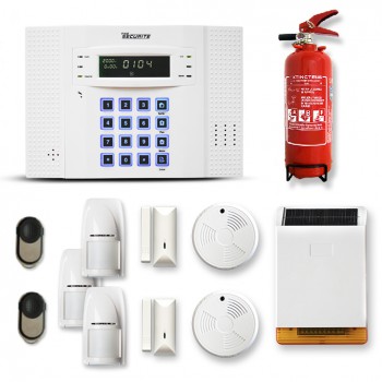 Alarme maison sans fil DNB 2 à 3 pièces mouvement + intrusion + détecteur de fumée + sirène extérieure solaire + extincteur Alarme maison sans fil DNB 2 à 3 pièces mouvement + intrusion + détecteur de fumée + sirène extérieure solaire + extincteur