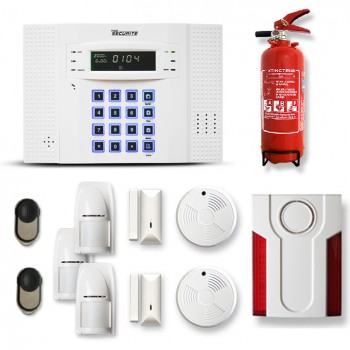 Alarme maison sans fil DNB 2 à 3 pièces mouvement + intrusion + détecteur de fumée + sirène extérieure + extincteur Alarme maison sans fil DNB 2 à 3 pièces mouvement + intrusion + détecteur de fumée + sirène extérieure + extincteur