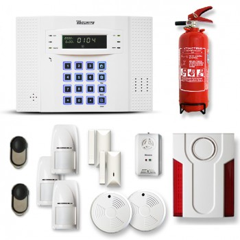 Alarme maison sans fil DNB 2 à 3 pièces mouvement + intrusion + détecteur de fumée + gaz + sirène extérieure + extincteur Alarme maison sans fil DNB 2 à 3 pièces mouvement + intrusion + détecteur de fumée + gaz + sirène extérieure + extincteur