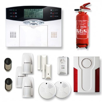 Alarme maison sans fil 2 à 3 pièces MN mouvement + intrusion + détecteur de fumée + gaz + Sirène extérieure + extincteur Alarme maison sans fil 2 à 3 pièces MN mouvement + intrusion + détecteur de fumée + gaz + Sirène extérieure + extincteur