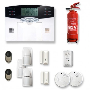 Alarme maison sans fil 2 à 3 pièces MN mouvement + intrusion + détecteur de fumée + gaz + extincteur Alarme maison sans fil 2 à 3 pièces MN mouvement + intrusion + détecteur de fumée + gaz + extincteur