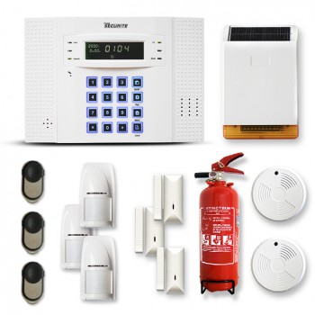 Alarme maison sans fil DNB 3 à 4 pièces mouvement + intrusion + détecteur de fumée + sirène extérieure solaire + extincteur Alarme maison sans fil DNB 3 à 4 pièces mouvement + intrusion + détecteur de fumée + sirène extérieure solaire + extincteur