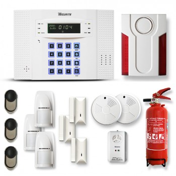 Alarme maison sans fil DNB 3 à 4 pièces mouvement + intrusion + détecteur de fumée + gaz + sirène extérieure + extincteur Alarme maison sans fil DNB 3 à 4 pièces mouvement + intrusion + détecteur de fumée + gaz + sirène extérieure + extincteur