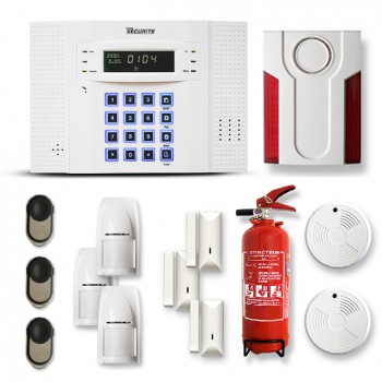 Alarme maison sans fil DNB 3 à 4 pièces mouvement + intrusion + détecteur de fumée + sirène extérieure + extincteur Alarme maison sans fil DNB 3 à 4 pièces mouvement + intrusion + détecteur de fumée + sirène extérieure + extincteur