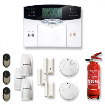 Alarme maison sans fil 3 à 4 pièces MN mouvement + intrusion + détecteur de fumée + extincteur Alarme maison sans fil 3 à 4 pièces MN mouvement + intrusion + détecteur de fumée + extincteur