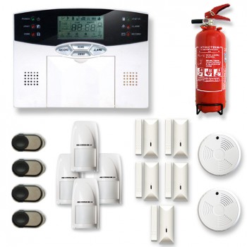 Alarme maison sans fil 4 à 5 pièces MN mouvement + intrusion + détecteur de fumée + extincteur Alarme maison sans fil 4 à 5 pièces MN mouvement + intrusion + détecteur de fumée + extincteur