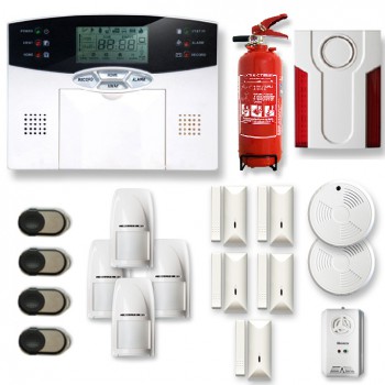 Alarme maison sans fil 4 à 5 pièces MN mouvement + intrusion + détecteur de fumée + gaz + sirène extérieure + extincteur Alarme maison sans fil 4 à 5 pièces MN mouvement + intrusion + détecteur de fumée + gaz + sirène extérieure + extincteur