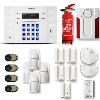 Alarme maison sans fil DNB 4 à 5 pièces mouvement + intrusion + détecteur de fumée + gaz + sirène extérieure + extincteur Alarme maison sans fil DNB 4 à 5 pièces mouvement + intrusion + détecteur de fumée + gaz + sirène extérieure + extincteur