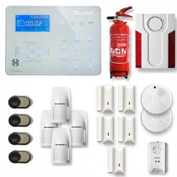 Alarme maison sans fil ICE-B 4 à 5 pièces mouvement + intrusion + détecteur de fumée + gaz + sirène extérieure + extincteur Alarme maison sans fil ICE-B 4 à 5 pièces mouvement + intrusion + détecteur de fumée + gaz + sirène extérieure + extincteur