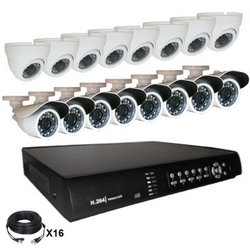 Système vidéosurveillance 16 canaux + 8 dômes + 8 caméras + câbles Système vidéosurveillance 16 canaux + 8 dômes + 8 caméras + câbles