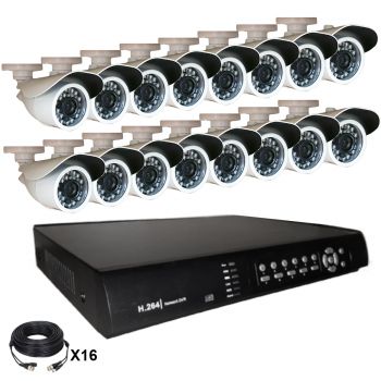 Système vidéosurveillance 16 canaux + 16 caméras + câbles Système vidéosurveillance 16 canaux + 16 caméras + câbles
