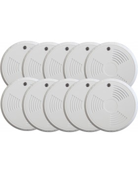 Lot de 10 détecteurs de fumée photoelectrique sans fil EN14604 Lot de 10 détecteurs de fumée photoelectrique sans fil EN14604