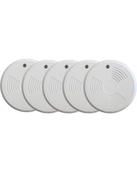Lot de 5 détecteurs de fumée photoelectrique sans fil EN14604 Lot de 5 détecteurs de fumée photoelectrique sans fil EN14604
