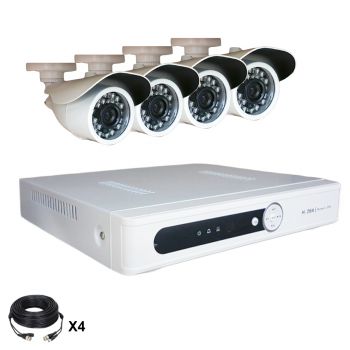 Système vidéosurveillance 4 canaux + 4 caméras + Câbles