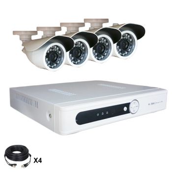 Système vidéosurveillance 4 canaux + 4 caméras + Câbles Système vidéosurveillance 4 canaux + 4 caméras + Câbles