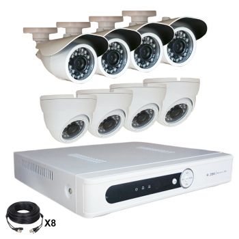 Système vidéosurveillance 8 canaux + 4 dômes + 4 caméras + câbles Système vidéosurveillance 8 canaux + 4 dômes + 4 caméras + câbles