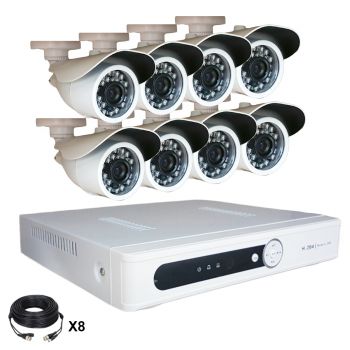 Système vidéosurveillance 8 canaux + 8 caméras + câbles Système vidéosurveillance 8 canaux + 8 caméras + câbles