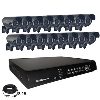 Système vidéosurveillance 16 canaux + 16 caméras + câbles Système vidéosurveillance 16 canaux + 16 caméras + câbles