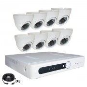 Système vidéosurveillance 8 canaux + 8 dômes + câbles