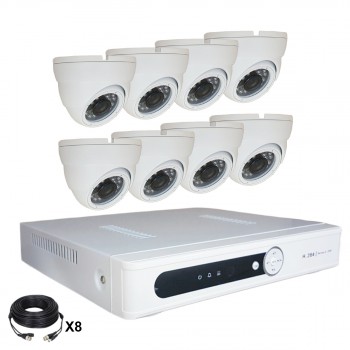 Système vidéosurveillance 8 canaux + 8 dômes + câbles Système vidéosurveillance 8 canaux + 8 dômes + câbles