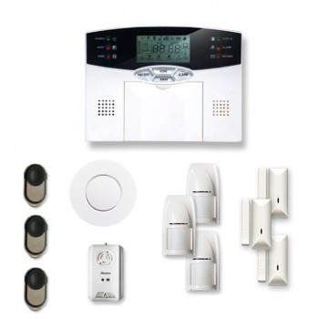 Alarme maison sans fil 3 à 4 pièces MN mouvement + intrusion + détecteur de fumée + gaz