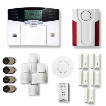 Alarme maison sans fil 4 à 5 pièces MN mouvement + intrusion + détecteur de fumée + gaz + sirène extérieure