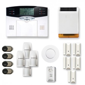 Alarme maison sans fil 4 à 5 pièces MN mouvement + intrusion + détecteur de fumée + gaz + sirène extérieure solaire