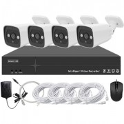 Système vidéosurveillance NVR POE 4 canaux + 4 fusées intelligentes + câbles offerts