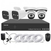 Système vidéosurveillance NVR POE 4 canaux + 2 fusées + 2 dômes + câbles offerts