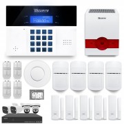 Ensemble NVR POE 4 canaux + Alarme sans fil DNBi 4 à 5 pièces sirène solaire et détecteur de fumée + Dd 500GB