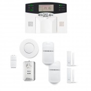 Alarme maison sans fil 1 &agrave; 2 pi&egrave;ces MN mouvement + intrusion + d&eacute;tecteur de fum&eacute;e + gaz