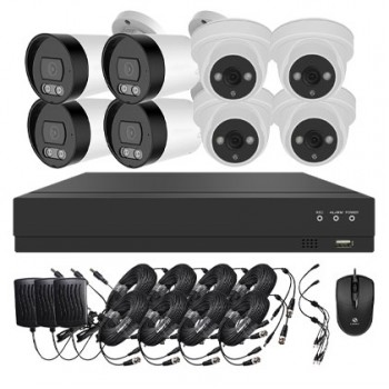 Syst&egrave;me vid&eacute;osurveillance XVR 8 canaux + 4 d&ocirc;mes + 4 cam&eacute;ras + c&acirc;bles offerts